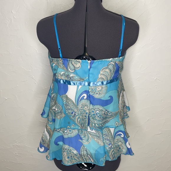 Rampage Blue Paisley Layered Tank Top - Picture 4 of 8